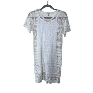 Ralph Lauren Denim & Supply White Babydoll Sheer Lace Slip Mini Dress Small